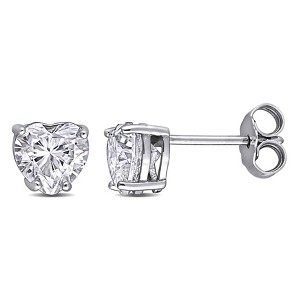 EVERLY JEWELRY | Sterling Silver 1 1/2 CT TGW DEW Heart Shape Created Moissanite-White Stud Earrings - 1 of 4