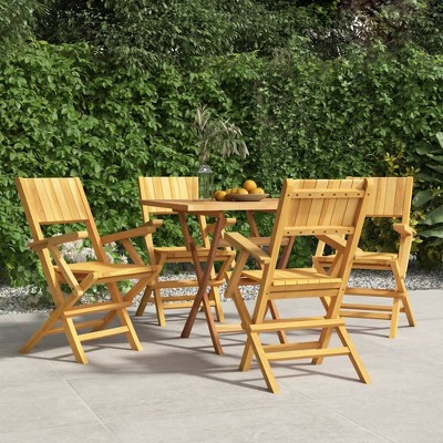 Folding Garden Chair Set of 4 Natural Teak Solid teak wood vidaXL