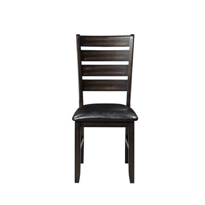 Espresso Ladderback Side Chair Set with Black Upholstery