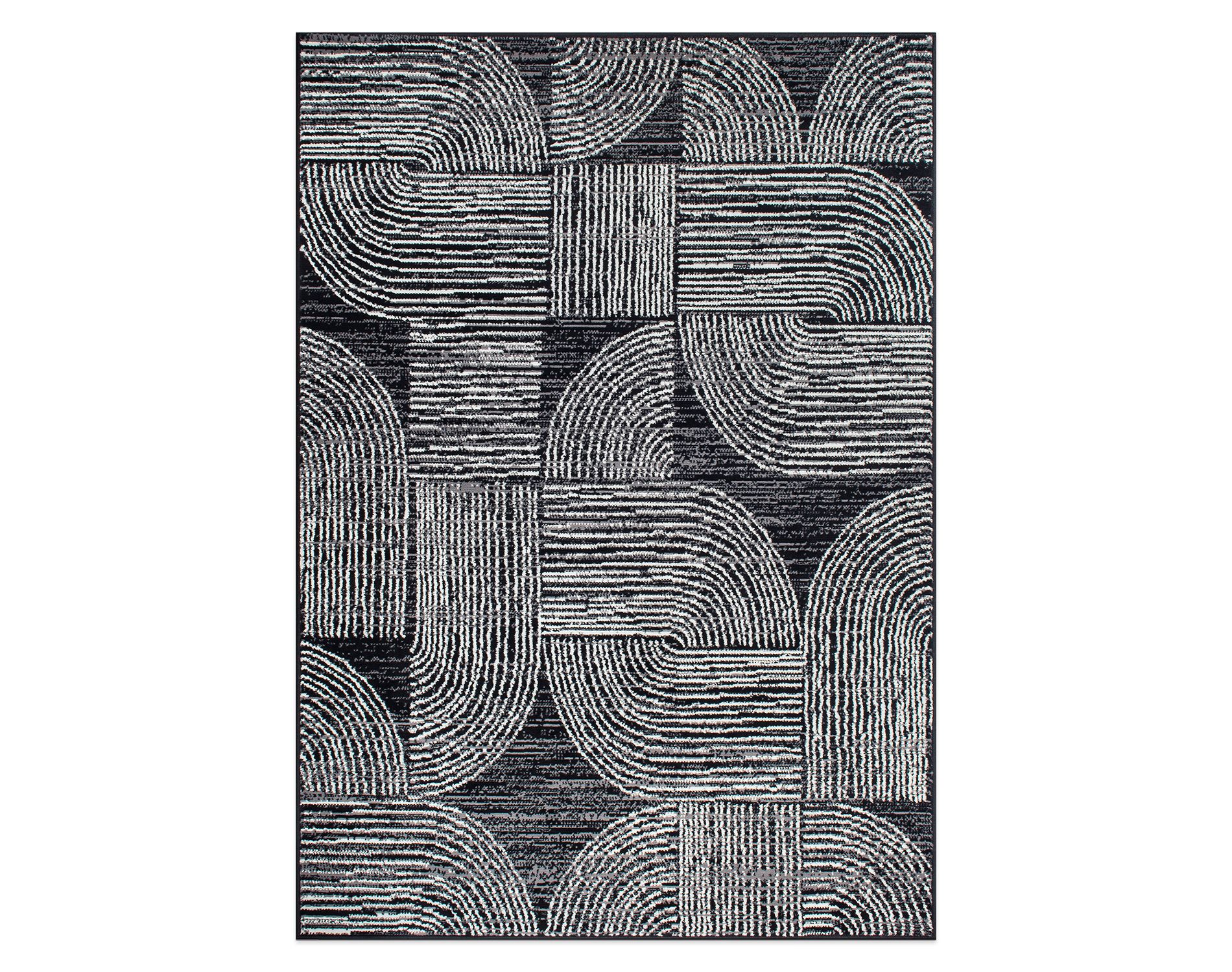 World Rug Gallery Geometric Arch Area Rug - BLACK 5'X7':  Abstract Pattern,  Low Pile,  Stain & Fade Resistant,  Pet Friendly