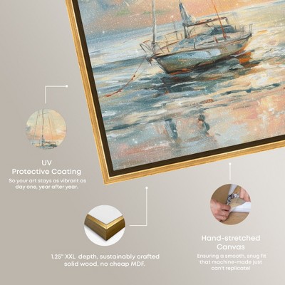 Golden Framed Coastal Sailing Boat Canvas Wall Art, 21" x 31"