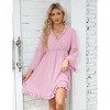 Clearlove Women V Neck Ruffle Bell Sleeve Summer Mini Dresses - 3 of 4