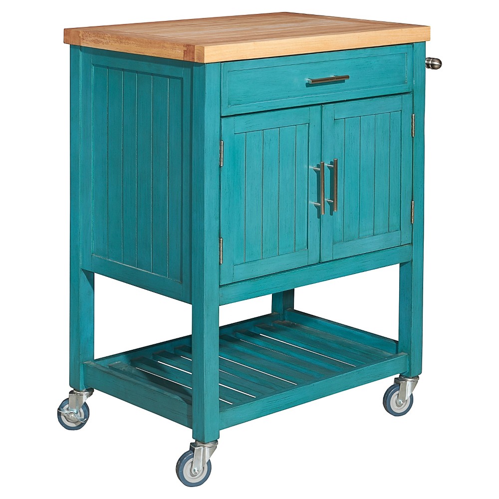 Powell's Furniture D1008A15T Conrad Kitchen Cart, Teal