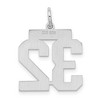 Black Bow Jewelry Sterling Silver, Jersey Collection, Medium Number 32 Pendant - 3 of 4