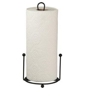 Home Basics Wire Collection Free-Standing Paper Towel Holder with Double Dispensing Side Bar, Black
