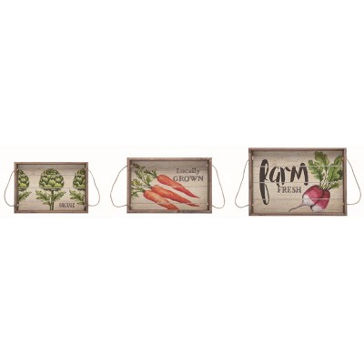 Transpac Wood 17.25 in. Multicolor Spring Garden to Table Veg Nested Trays Set of 3