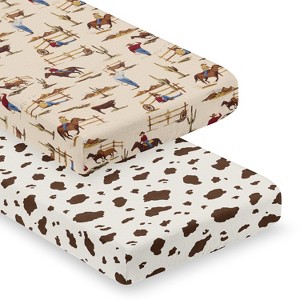 Sweet Jojo Designs Baby Boy Fitted 100% Cotton Muslin Crib Sheets Set Wild West Cowboy Multicolor 2pc - 1 of 4