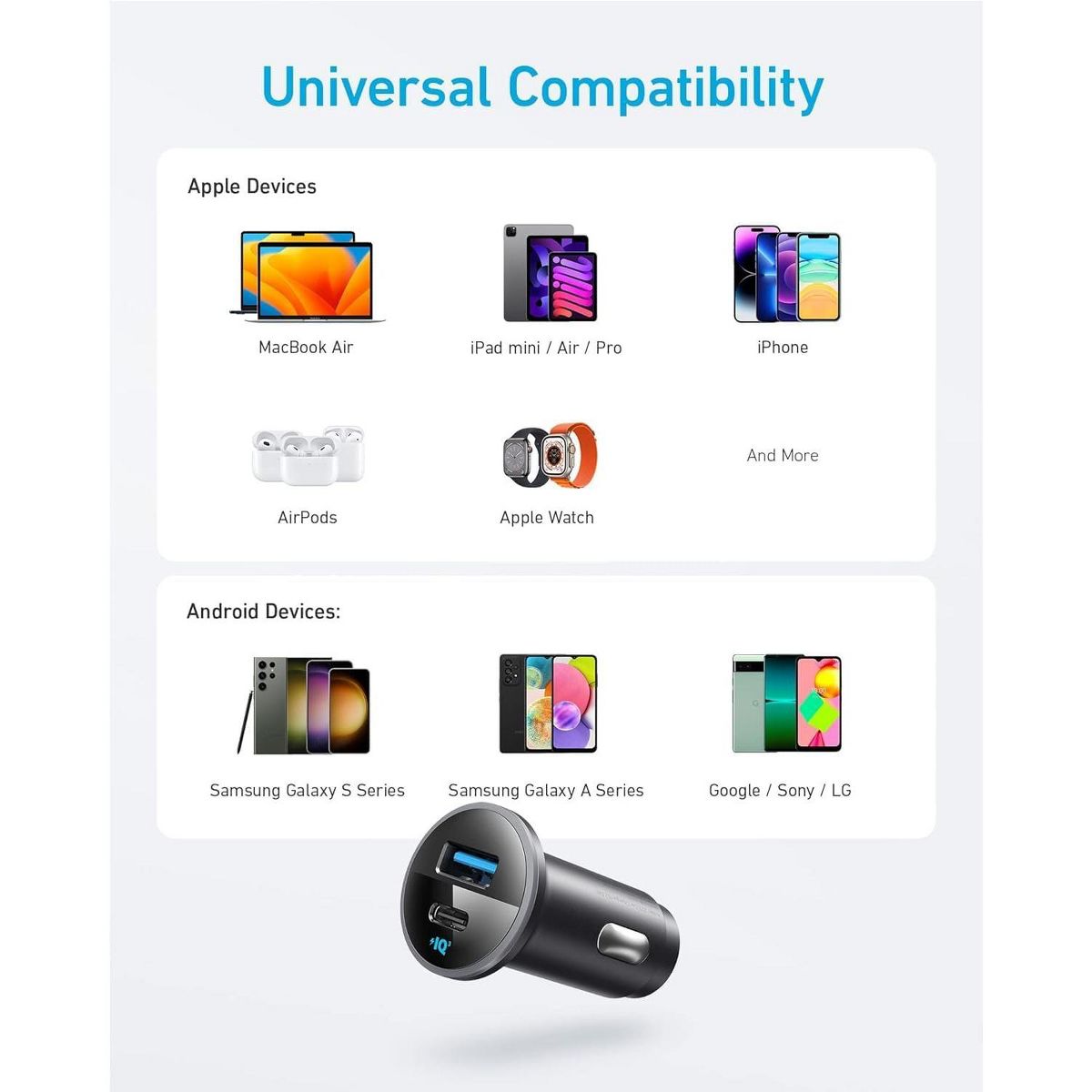 Refurbished Anker 323 52.5W USB C Car Charger, 30W PowerIQ 3.0 Fast Charging, Car Adapter, for iPhone 17/16/15/14/13/12, Galaxy S25/S24, Pixel, More - thumbnail 4