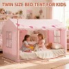 GARPROVM Twin Bed Tent House-Shaped Play Tent with Fairy Lights & Mesh Windows for Role-Play Nap - 2 of 4