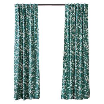 Plow & Hearth Floral Damask Rod-Pocket Insulated Curtain, 84"W x 84"L, Evergreen
