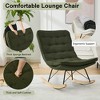 Teddy Tufted Rocking Chair with Rubberwood Legs, Comfortable Lounge Chair with Wide Backrest 4L - ModernLuxe - 4 of 4