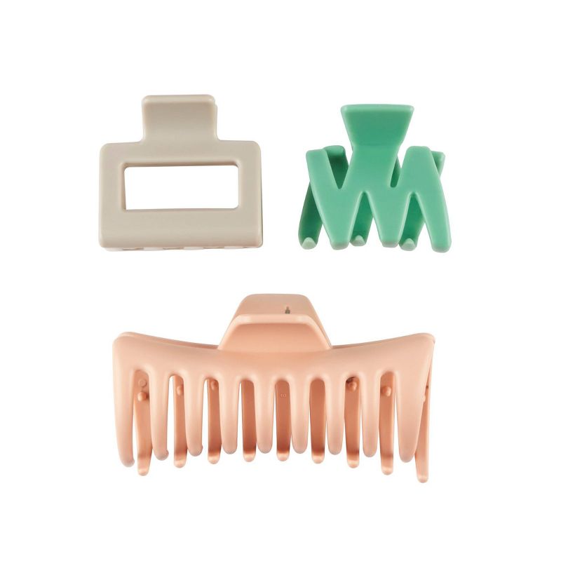 sc&#252;nci Assorted Styles Claw Clips - Matte Peach/Cream/Mint - All Hair - 3pcs, 4 of 6
