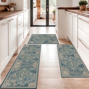 DOMETOUR Kitchen Rugs 3 Piece Set,Non Slip Machine Washable Kitchen Mats,Boho Vintage Kitchen Carpet - 1 of 4