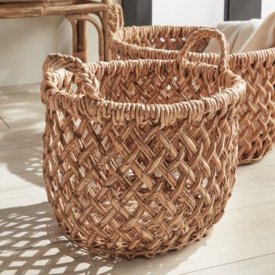 Plum & Post Emlyn Rattan Decorative Baskets Set of 2 With Side Handles