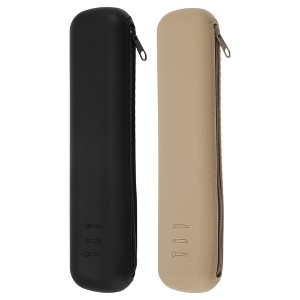 Unique Bargains Portable Travel Silicone Makeup Brush Holder Black Khaki 2 Pcs - 1 of 4