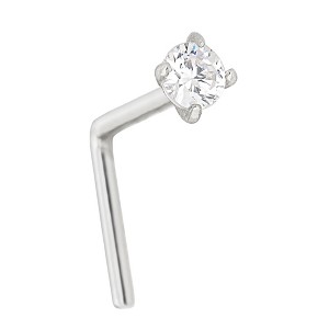 Jewelry Avalanche 1.5mm-3mm CZ Solid 22G 14K Gold L-shape Nose Stud - 1 of 3