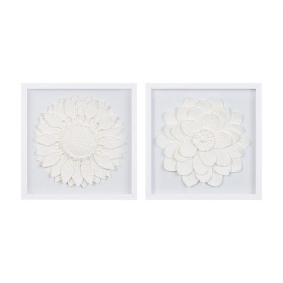 Framed Floral Wall Plaque Under Glass (Set of 2)