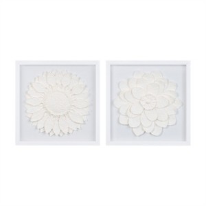 Framed Floral Wall Plaque Under Glass (Set of 2) - 1 of 4