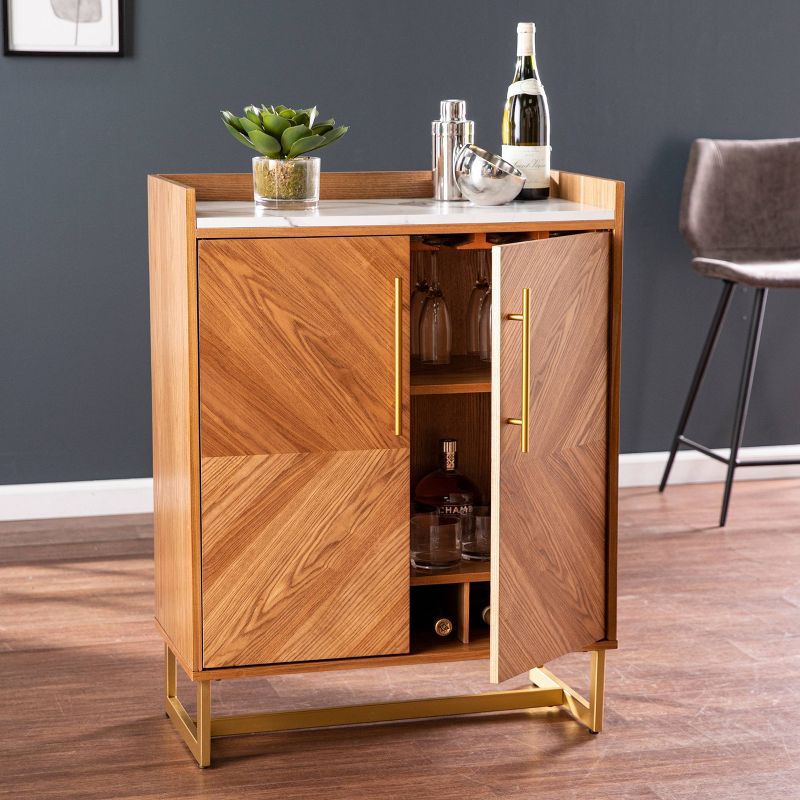 Bewdsin Bar Cabinet with Wine Storage Brown/White - Aiden Lane, 4 of 12