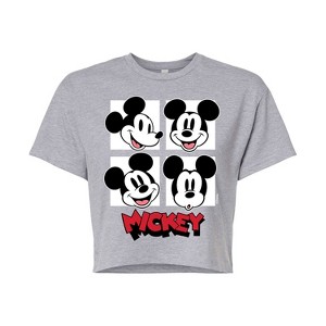 Women's - Disney - Mickey Grid Cropped Graphic T-Shirt - 1 of 4