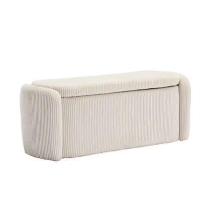 NicBex Modern 44.1" Storage Bench Corduroy Upholstered Accent Stool with Cushioned Top for Entryway and Living Room