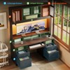 Bestier Executive Hutch Desk with Drawers & Charge Station, 78" H Office Desk LED Modern Wood Computer Desk with Cabinet & Keyboard Tray - 3 of 4