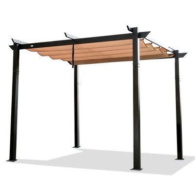 Gloweer Outdoor Retractable Grill Gazebo Pergola with Weather-Resistant Canopy Aluminum Garden