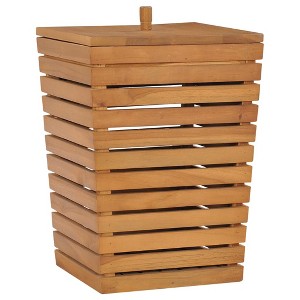 vidaXL Laundry Basket 11.8"x11.8"x17.7" Solid Teak Wood - 1 of 4