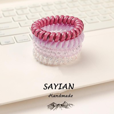 4 pcs Flower pattern Phone Circle Coil Hair Ties, Mixed color Hair circle, and Cute Hair Accessories - Perfect for Girls and Women