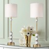 Vienna Full Spectrum Halston Modern Buffet Table Lamps 32 1/2" Tall Set of 2 Brass Crystal with Dimmer Off White Shade for Bedroom Living Room Bedside - 2 of 4