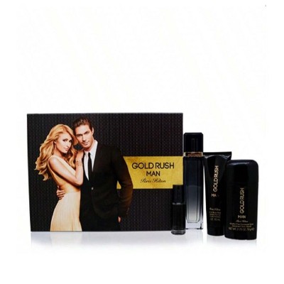 Paris Hilton Gold Rush 4 Pc Set Men Edt Spray 3.4, Spray 0.5, S/G 3.0, Deodorant 2.75 Oz