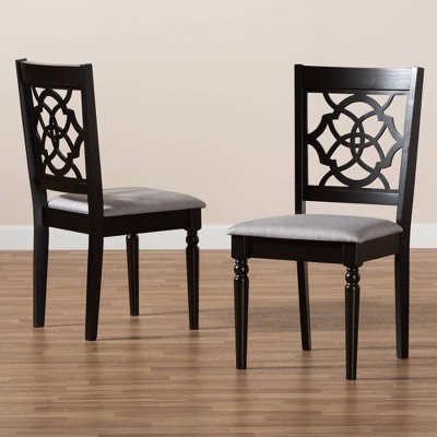Renaud Dark Brown Upholstered Leather Side Chair with Wood Frame