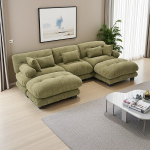 118" Velvet U-Shaped Cloud Modular Sectional Sofa with 2 Ottomans - 1 of 4