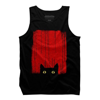 Men's Design By Humans Black Cat By clingcling Tank Top