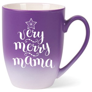 Elanze Designs Very Merry Mama Two Toned Ombre Matte Purple and White 12 ounce Ceramic Stoneware Coffee Cup Mug - 1 of 4