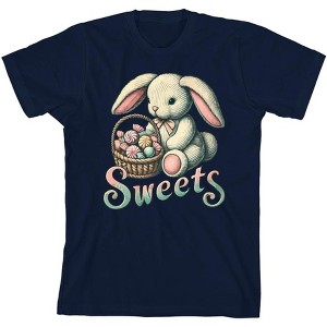 Sweets Bunny WIth Candy Basket   Boy's Crew Neck Short Sleeve Tee - 1 of 2