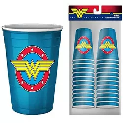 Silver Buffalo DC Comics Wonder Woman Logo 2oz Disposable Plastic Mini Cups | 20 Pack