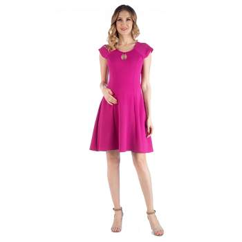 24seven Comfort Apparel Maternity Dress with Keyhole Neck