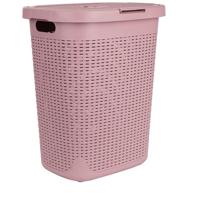 Mind Reader Laundry Basket with Cutout Handles, Washing Bin, Dirty Clothes Storage, Bathroom, Bedroom, Closet, 50 Liter Capacity, Pink, 1 of 9
