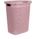 Mind Reader Laundry Basket with Cutout Handles, Washing Bin, Dirty Clothes Storage, Bathroom, Bedroom, Closet, 50 Liter Capacity, Pink