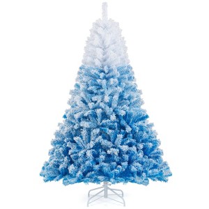 Costway 5/6/7/8 FT Artificial Christmas Tree with 456/820/1264/1774 Branch Tips & Folding Metal Stand White & Blue/White & Pink - 1 of 1