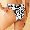 Women's Textured Mid-Rise Ultra High Leg Super Cheeky Bikini Bottom - Wild Fable™ Black/White Zebra Print - 2 of 4