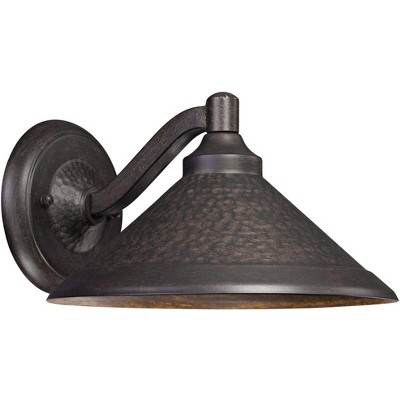 Minka Lavery Rustic Industrial Outdoor Wall Light Fixture Aspen Bronze LED Dark Sky 6 1/2" Hammered Glass for Post Exterior Porch