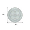 Sky Blue Ivory And Artichoke Green Floral Medallion Washable Indoor Outdoor Area Rug - 3 of 4