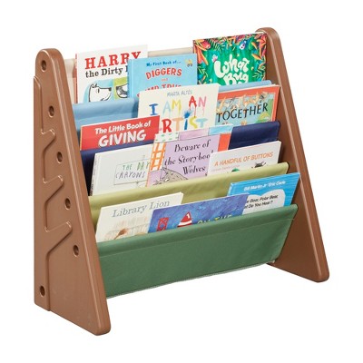 Earthtone 4-Shelf Kids Tree Book Display with Canvas Sleeves