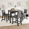 Aukfa 5-Piece Counter Height Dining Set for 4 with Light Grey & Black Wood Table & 4 Chairs, for Kitchen, Dining Room - 2 of 4