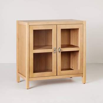 Grooved Wood with Glass 2-Door Cabinet - Natural - Hearth & Hand™ with Magnolia