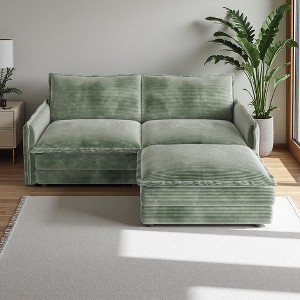 75" Corduroy Cloud Modular L-Shaped Sectional Sofa with Ottoman - 1 of 4