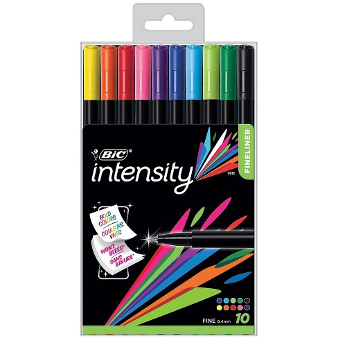 BIC Intensity Fineliner Marker Pen Fine Point Assorted Colors Pack of 10  (BICBCFPA101AST)