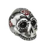 Gallerie II 4" Glittered Skull Head Halloween Taper Candle Holder - Silver/Black